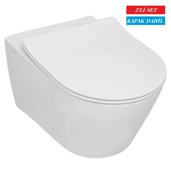 Serel Sapphire Kanalsız Asma Klozet (SP26) + Blaze Slim Yavaş Kapanan Kapak 2'li Set ürün görseli 1