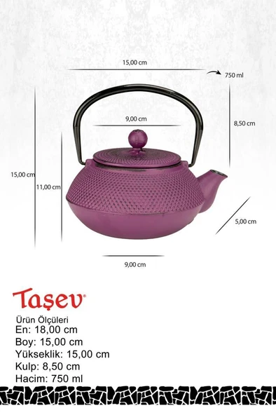 Bambum Linden - Sümbül Döküm Demlik 750 Ml Mor - Resim 4