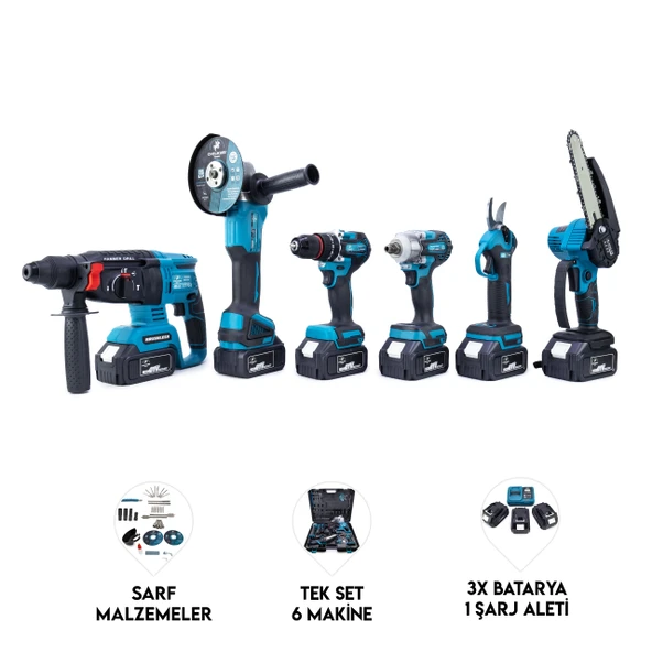 CHELIKBEI ALTILI SET (Budama testeresi +Bağ makası + 13mm Ç.MANDREN+S.SIKMA+Ş.SPRAL+Ş.HİLTİ) ürün görseli