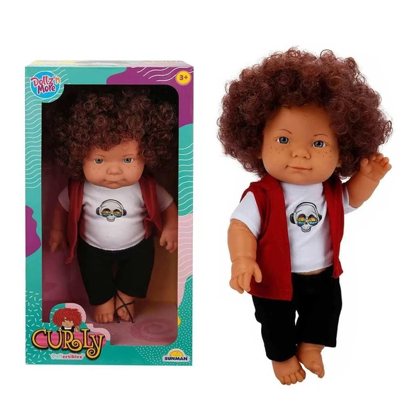 Curly Bebek Tulumlu Elbiseli Et Bebek 35 cm - Resim 2