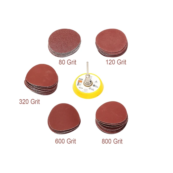 Pimli Mini 53'lü Cırt Zımpara Seti 50 mm Taban Matkap Uyumlu 80 120 320 600 800 Kum Karışık Grit - Resim 6