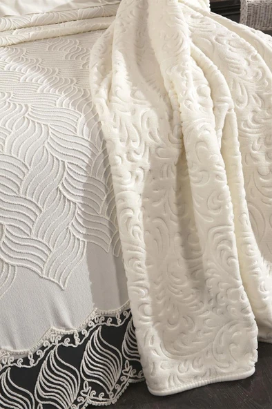 Çeyiz Diyarı Anka 10 Parça Battaniyeli Çeyiz Seti Krem - Resim 4