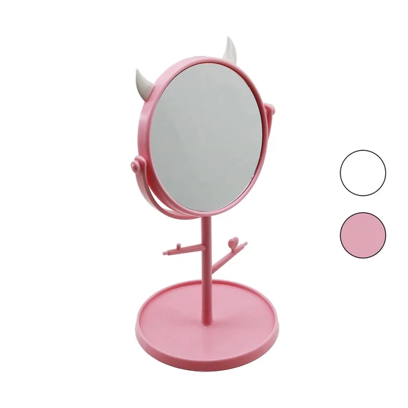 6 İNÇ  - 15CM YUVARLAK - BOYNUZLUTAKI ASKILIKLI MAKYAJ AYNASI RENKLİ PLASTİK TAKILIK SEPETLİ=15CM (5365) ürün görseli 1