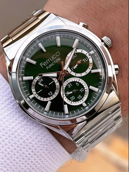 Ferrucci 2 Yıl Garantili Çelik Kordon İç Kadran Özellikleri Aktif 3 Atm Erkek Kol Saati EF.03517.4 - Resim 2