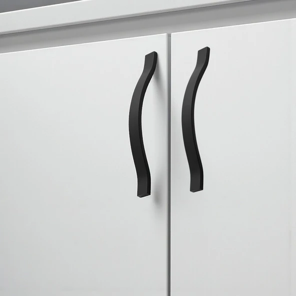 Metal Kulp Çekmece Kolu Kapak Kulpları Mobilya Kulpu Modern Mutfak Dolabı Düz Siyah 288 mm - Resim 5