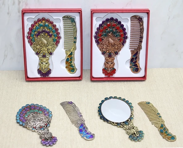 Tavuskuşu Ayna Ve Tarak Seti Küçük Boy Alk4990 ürün görseli 1