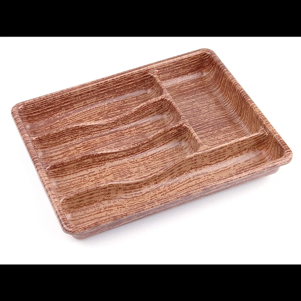 AHŞAP RENK - 5 BÖLMELİ ÇEKMECE İÇİ KAŞIKLIK 36X29CM (5365) ürün görseli
