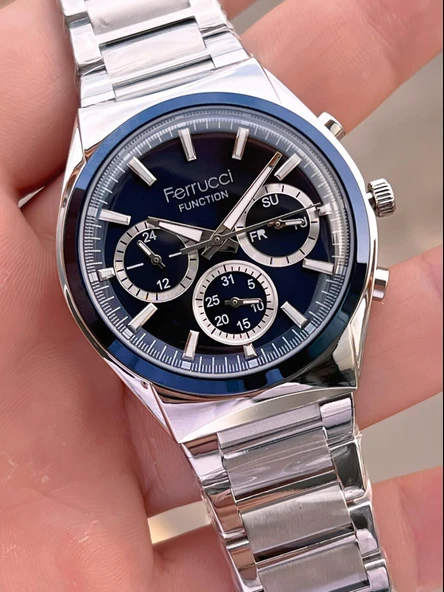 Ferrucci 2 Yıl Garantili Çelik Kordon İç Kadran Özellikleri Aktif 3 Atm Erkek Kol Saati EF.03517.2 - Resim 4