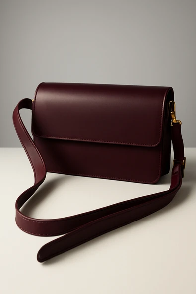 Şık Kapaklı Kutu Baget Mini Kadın Çanta Uzun Askılı ürün görseli