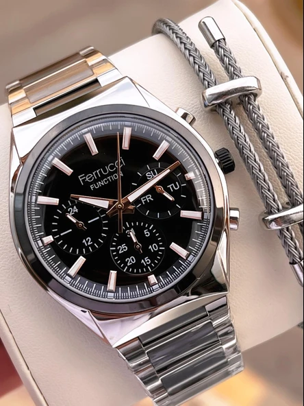 Ferrucci 2 Yıl Garantili Çelik Kordon İç Kadran Özellikleri Aktif 3 Atm Erkek Kol Saati EF.03517.5 ürün görseli