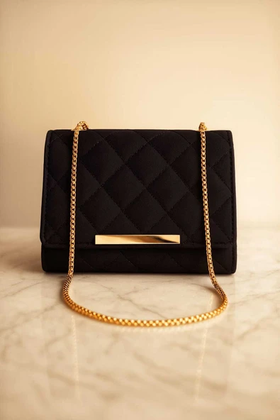 Gold Detaylı Uzun Askılı Kadın Mini Baget Çanta ürün görseli