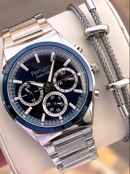 Ferrucci 2 Yıl Garantili Çelik Kordon İç Kadran Özellikleri Aktif 3 Atm Erkek Kol Saati EF.03517.2 ürün görseli