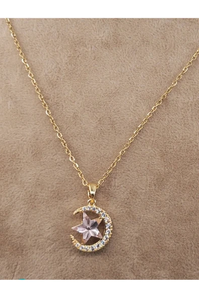 Ay ve Yıldız Kadın Çelik Kolye - Resim 2