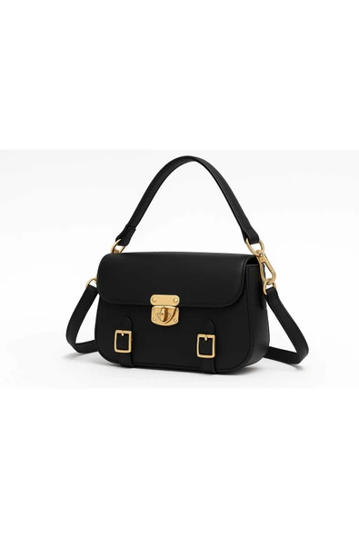 Kadın Kilit Detaylı Çapraz Askılı El ve Omuz Çantası ürün görseli 1