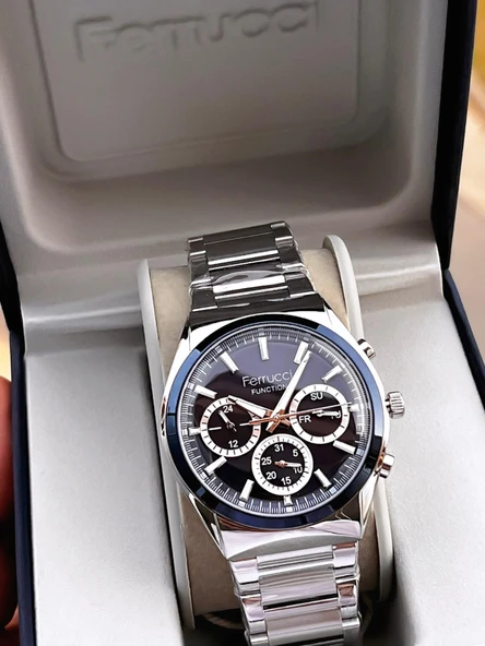 Ferrucci 2 Yıl Garantili Çelik Kordon İç Kadran Özellikleri Aktif 3 Atm Erkek Kol Saati EF.03517.2 - Resim 6
