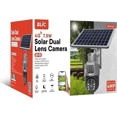 BLİC BLM-63 SİYAH  4G 7.5W SOLAR IP KAMERA ÇİFT LENS ürün görseli