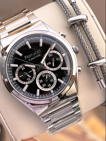 Ferrucci 2 Yıl Garantili Çelik Kordon İç Kadran Özellikleri Aktif 3 Atm Erkek Kol Saati EF.03517.1 ürün görseli