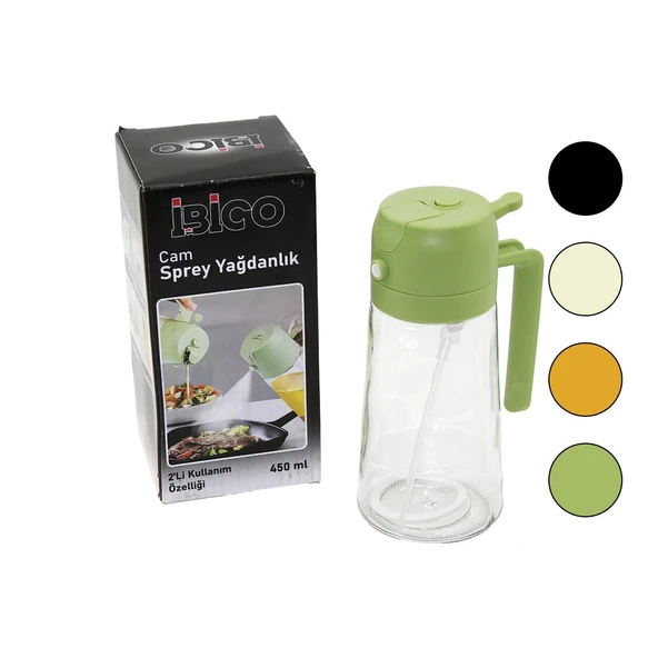 2İN1=SPREYLİ - AKITMALI CAM YAĞDANLIK 450ML KİLİTLİ KAPAKLI - SÜRAHİ MODELİ (5365) ürün görseli 1