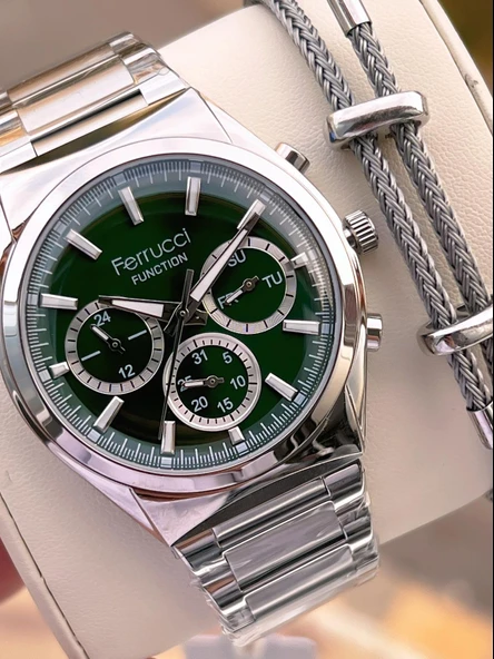 Ferrucci 2 Yıl Garantili Çelik Kordon İç Kadran Özellikleri Aktif 3 Atm Erkek Kol Saati EF.03517.4 ürün görseli