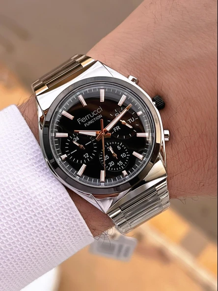 Ferrucci 2 Yıl Garantili Çelik Kordon İç Kadran Özellikleri Aktif 3 Atm Erkek Kol Saati EF.03517.5 - Resim 3