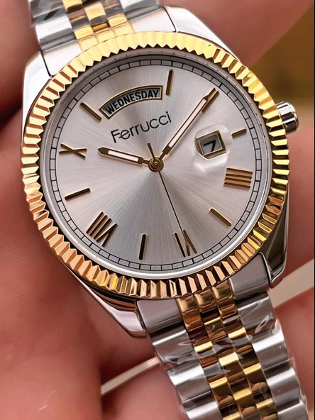 Ferrucci Nişan Ve Takım Elbiselere Özel Takvimli Kadran 2 Yıl Garantili Spor Erkek Kol Saati J3623.4 - Resim 4