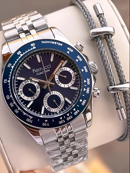 Ferrucci 2 Yıl Garantili Çelik Kordon İç Kadran Özellikleri Aktif 3 Atm Erkek Kol Saati EF.03648.2 ürün görseli