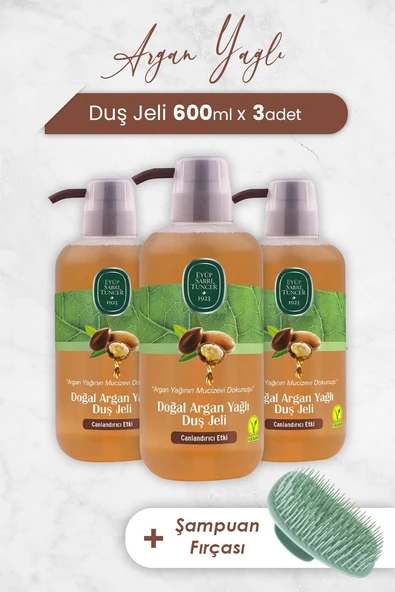 Eyüp Sabri Tuncer Argan Yağlı Duş Jeli 600 ml x 3 Adet ve Şampuan Fırçası ürün görseli