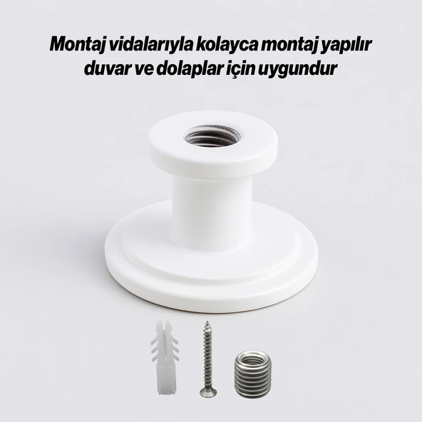 Alex 70 mm Beyaz Askı Portmanto Vestiyer Banyo Mutfak Askısı Askılık Duvar Vidalı Çanta Elbise Asma - Resim 5