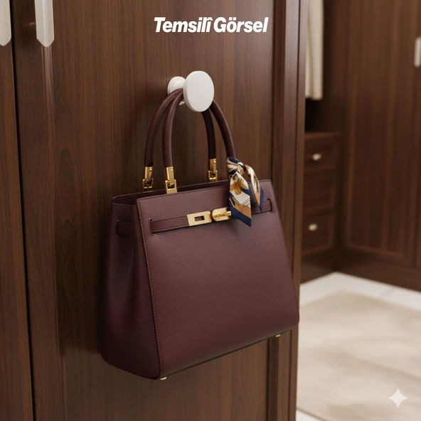 Alex 70 mm Beyaz Askı Portmanto Vestiyer Banyo Mutfak Askısı Askılık Duvar Vidalı Çanta Elbise Asma - Resim 3