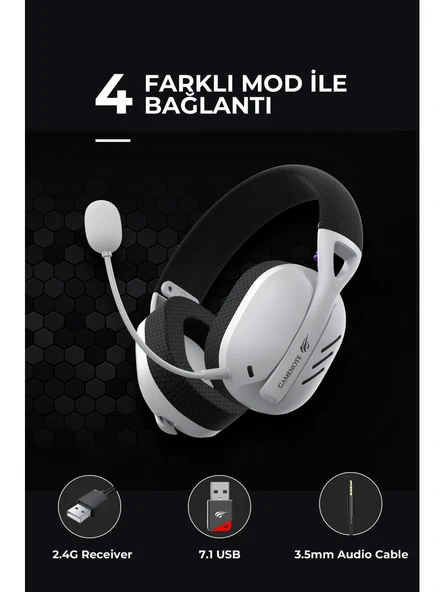 Havit Gamenote Fuxi-H3 Siyah 7.1 USB Kablolu/Kablosuz Kulak Üstü Oyuncu Kulaklığı - Resim 5