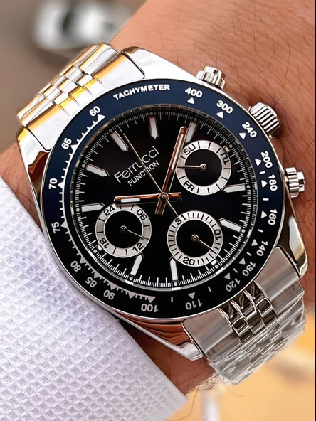 Ferrucci 2 Yıl Garantili Çelik Kordon İç Kadran Özellikleri Aktif 3 Atm Erkek Kol Saati EF.03648.2 - Resim 2