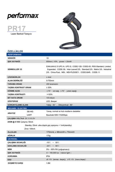 Performax Pr17 Kablolu Barkod Okuycu - Resim 2