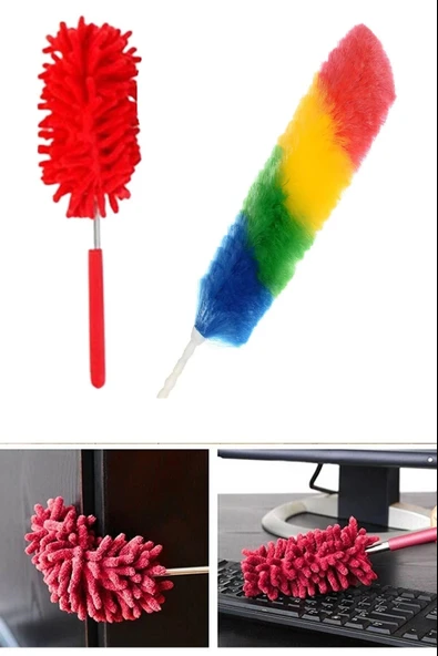 2 li Set Mikrofiber Teleskobik Toz Alma -Antistatik Toz Püskülü Duster (5365) ürün görseli 1