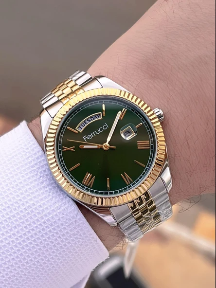 Ferrucci Nişan Ve Takım Elbiselere Özel Takvimli Kadran 2 Yıl Garantili Spor Erkek Kol Saati J3623.2 - Resim 3