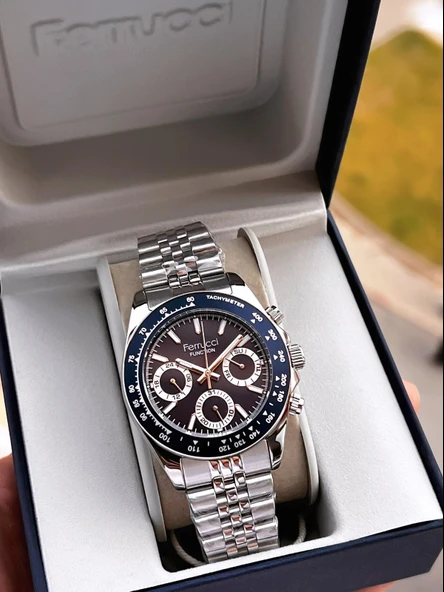 Ferrucci 2 Yıl Garantili Çelik Kordon İç Kadran Özellikleri Aktif 3 Atm Erkek Kol Saati EF.03648.2 - Resim 6