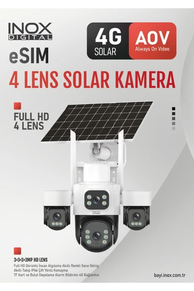 inox -X14 4LENS E-SİM SOLAR KAMERA ürün görseli 1