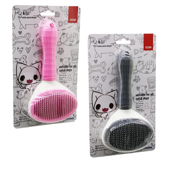 PRATİK PET TÜY FIRÇASI KEDİ - KÖPEK TARAK - TEMİZLİK FIRÇASI BAS=TARAK TEMİZLE TUŞLU PET SHOP (5365) ürün görseli