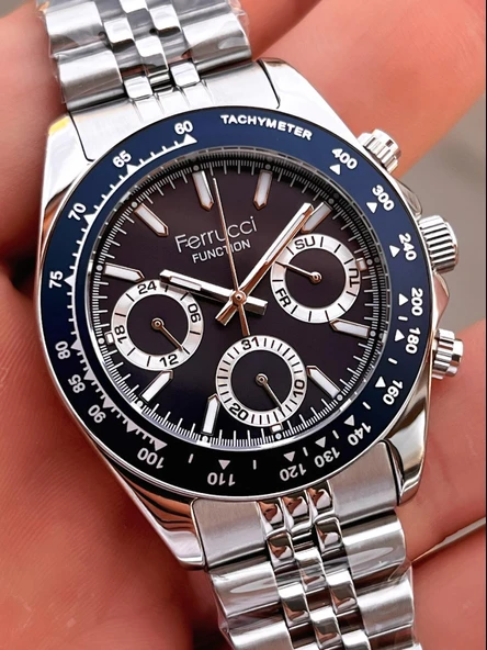 Ferrucci 2 Yıl Garantili Çelik Kordon İç Kadran Özellikleri Aktif 3 Atm Erkek Kol Saati EF.03648.2 - Resim 4