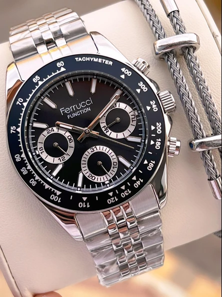 Ferrucci 2 Yıl Garantili Çelik Kordon İç Kadran Özellikleri Aktif 3 Atm Erkek Kol Saati EF.03648.4 ürün görseli