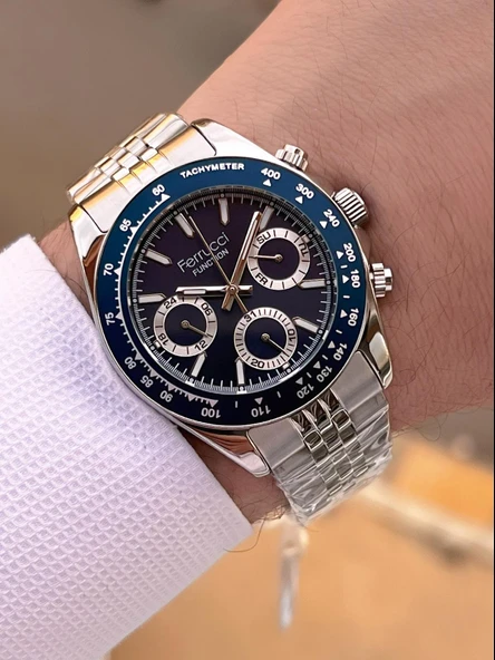 Ferrucci 2 Yıl Garantili Çelik Kordon İç Kadran Özellikleri Aktif 3 Atm Erkek Kol Saati EF.03648.2 - Resim 3