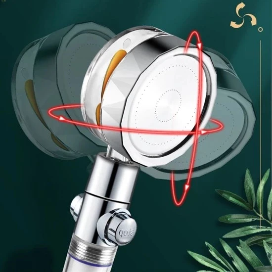 Turbo Pervaneli ve Filtreli Su Tasarruflu 360 Derece Dönebilen Tazyikli Duş Başlığı (5365) - Resim 5