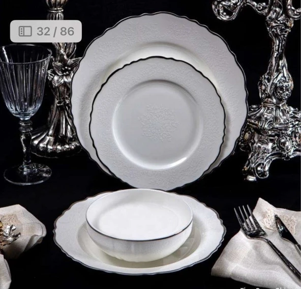 Massimo Victoria Relief Platin 24 Parça Yemek Takımı ürün görseli 1