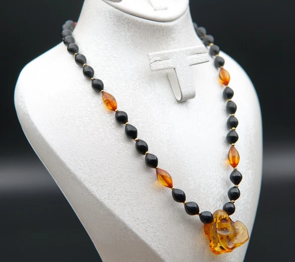 Oltu Taşı ve Kehribar Kadın Kolye sk000140 - Resim 3