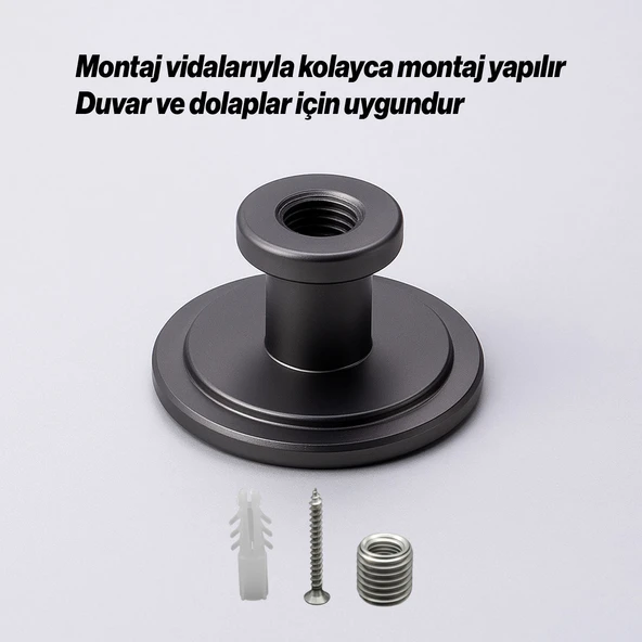 Alex 70 mm Füme Askı Askılık Duvar Vidalı Çanta Elbise Asma Portmanto Vestiyer Banyo Mutfak Askısı - Resim 3