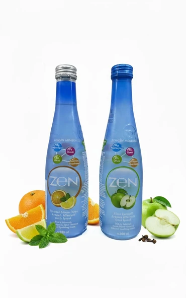 Zen Portakal-Limon-Nane ve Elma-Karanfil Aromalı Zengin Mineralli Gazlı İçecek 2'li Set ürün görseli 1