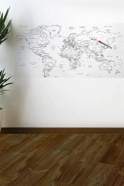 Yazılabilir Dünya Haritası Manyetik Duvar Stickerı 110 x 56 cm (5365) - Resim 4