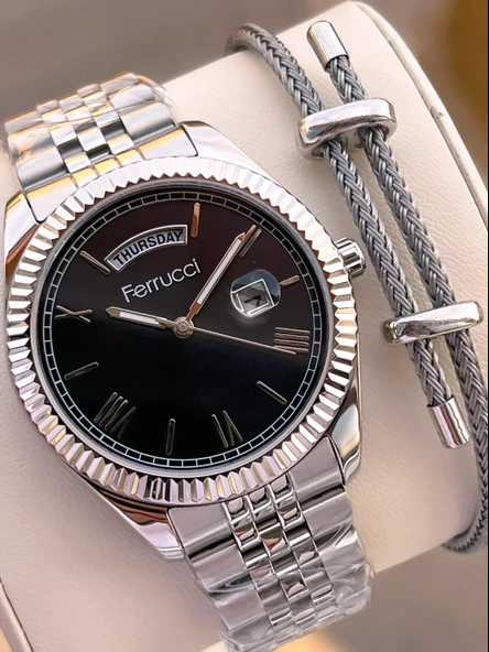 Ferrucci Nişan Ve Takım Elbiselere Özel Takvimli Kadran 2 Yıl Garantili Spor Erkek Kol Saati J3623.5 ürün görseli