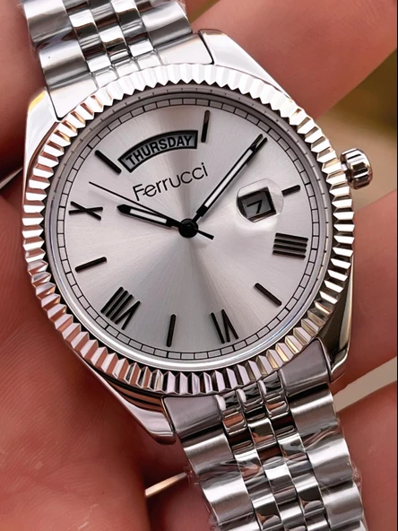 Ferrucci Nişan Ve Takım Elbiselere Özel Takvimli Kadran 2 Yıl Garantili Spor Erkek Kol Saati J3623.6 - Resim 4