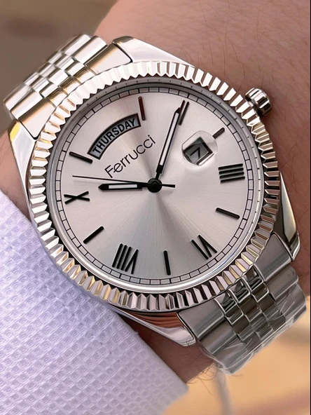 Ferrucci Nişan Ve Takım Elbiselere Özel Takvimli Kadran 2 Yıl Garantili Spor Erkek Kol Saati J3623.6 - Resim 2