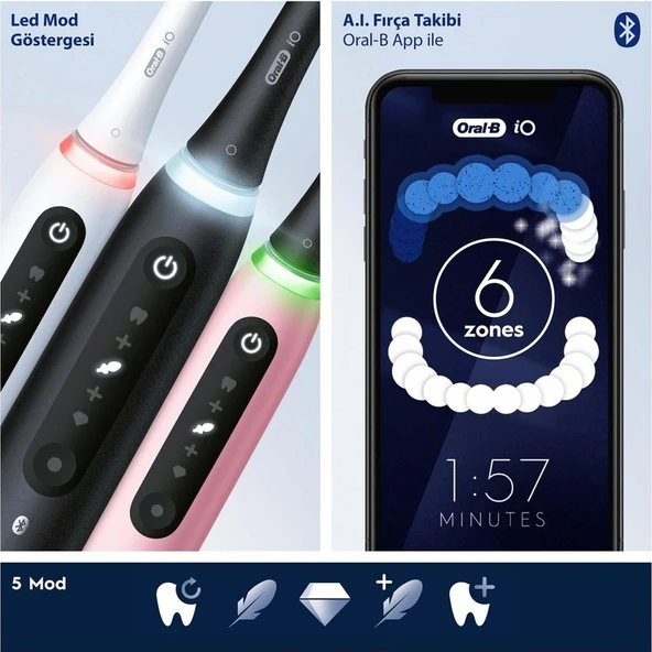 Oral-B iO 5 Şarjlı Diş Fırçası - Beyaz - Resim 3